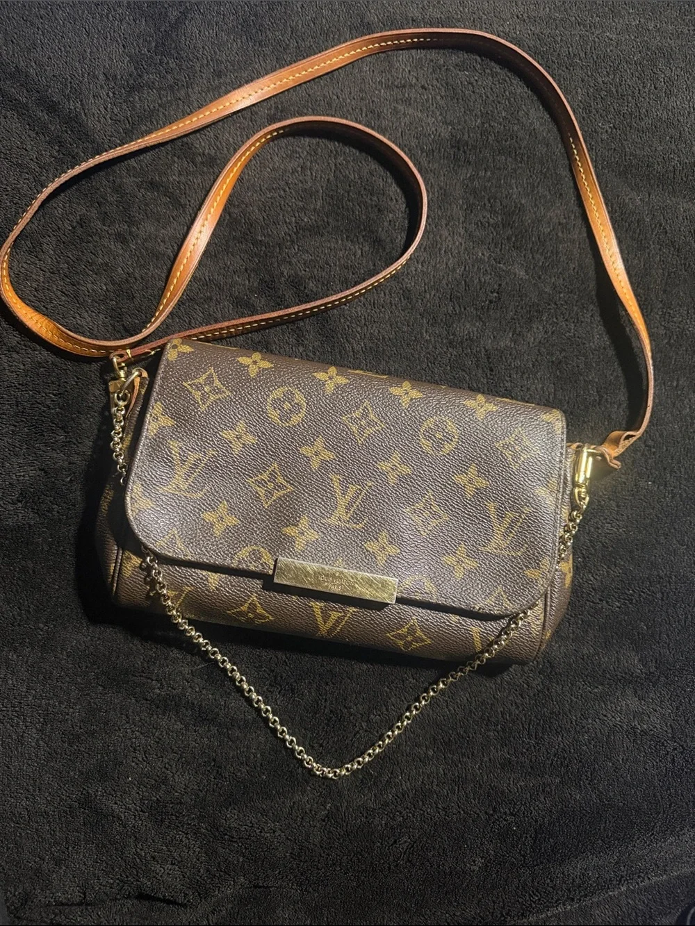 Louis Vuitton Monogram Canvas Crossbody in Brown and Tan with Gold Hardware
